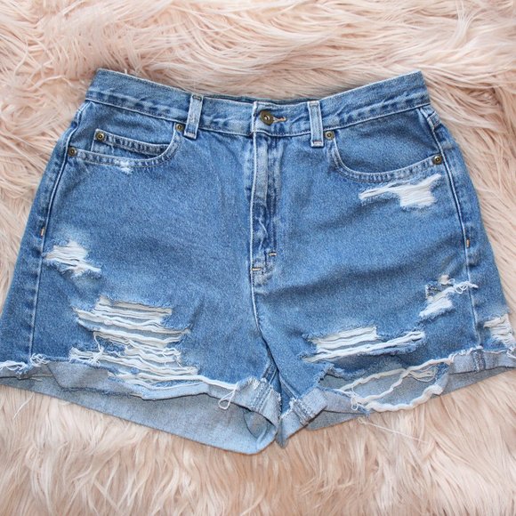 Liz Claiborne Pants - High Waisted Destroyed Denim Shorts